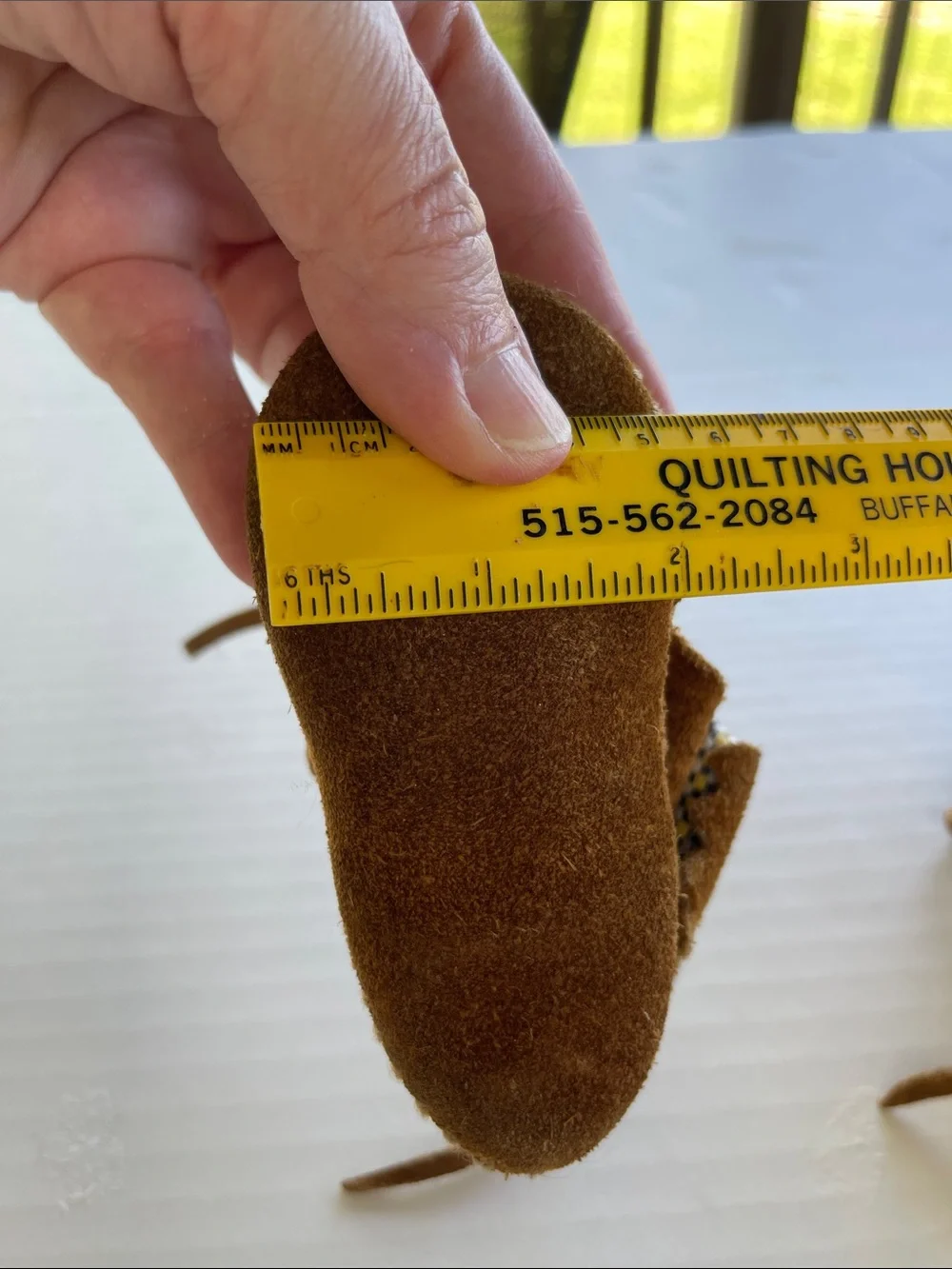 Minnetonka Brown Suede Kids Moccasins with Woven Trim
